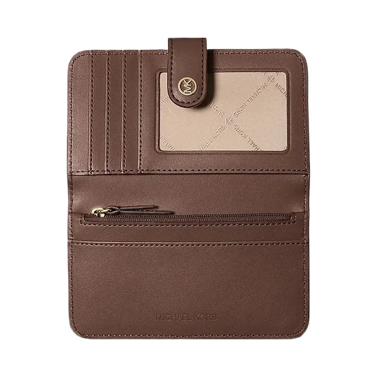 Michael Kors Jet Set Travel Medium Pebbled Leather Billfold Wallet Nutmeg