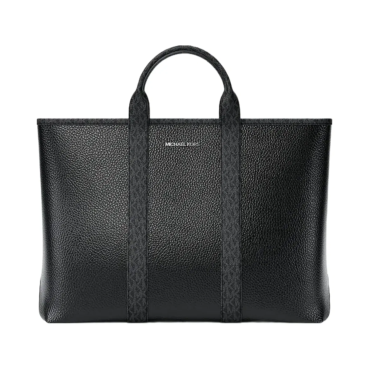 Michael Kors Cooper Medium Pebbled Leather and Signature Logo Tote Bag Black