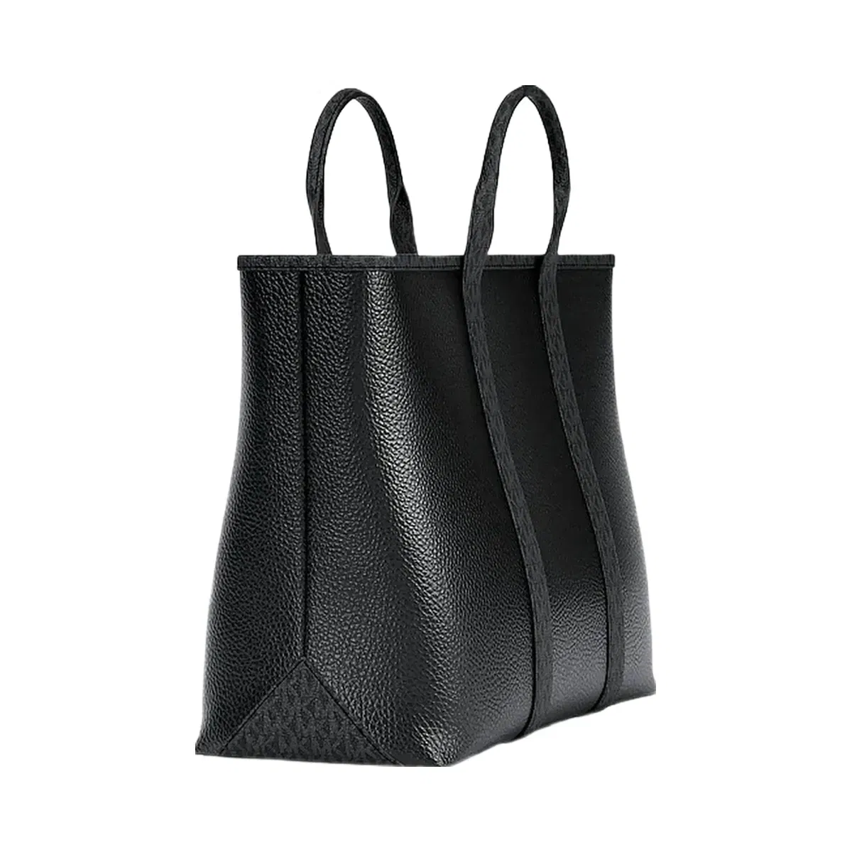 Michael Kors Cooper Medium Pebbled Leather and Signature Logo Tote Bag Black