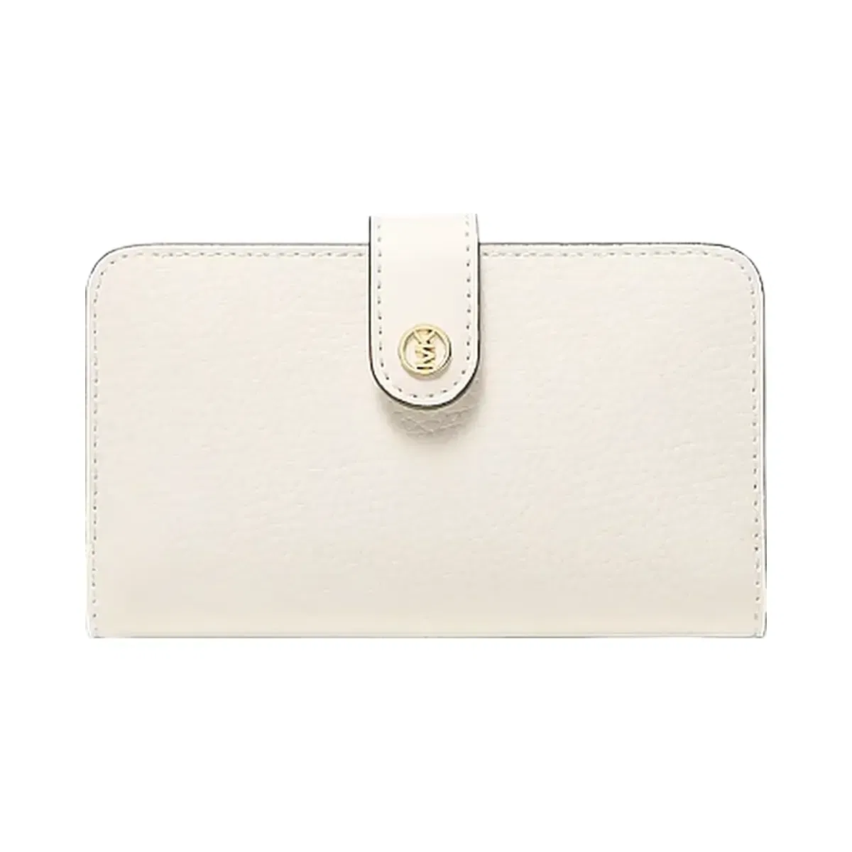 Michael Kors Jet Set Travel Medium Pebbled Leather Billfold Wallet Lt Cream