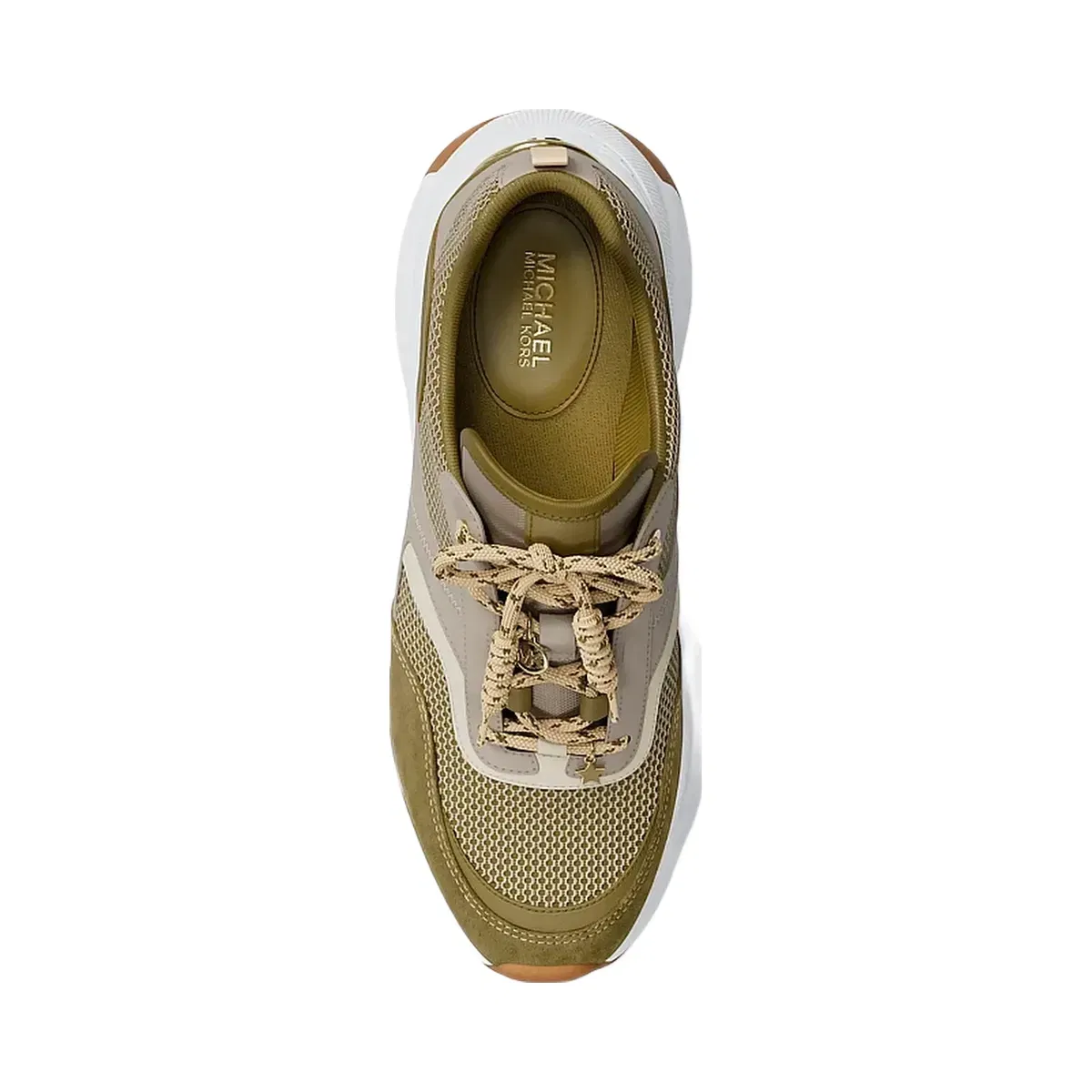 Michael Kors Kaia Mixed-Media Trainer Oregano Mlt