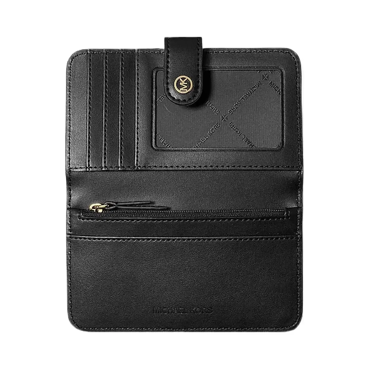 Michael Kors Jet Set Travel Medium Pebbled Leather Billfold Wallet Black