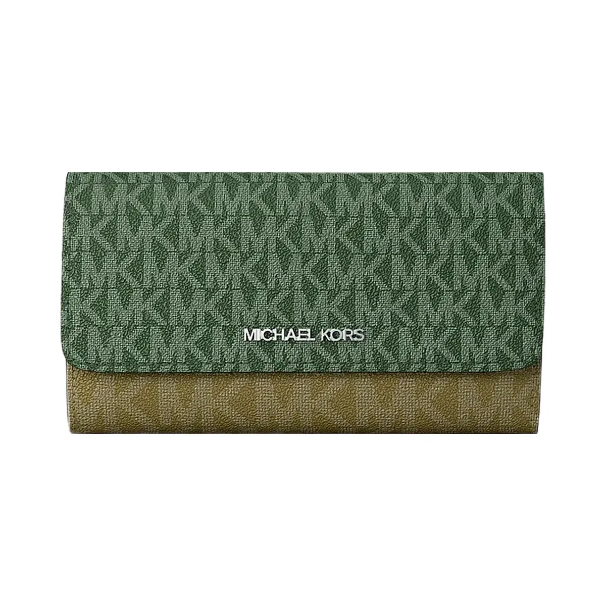 Michael Kors Jet Set Travel Signature Logo Tri-Fold Wallet Amazon Green
