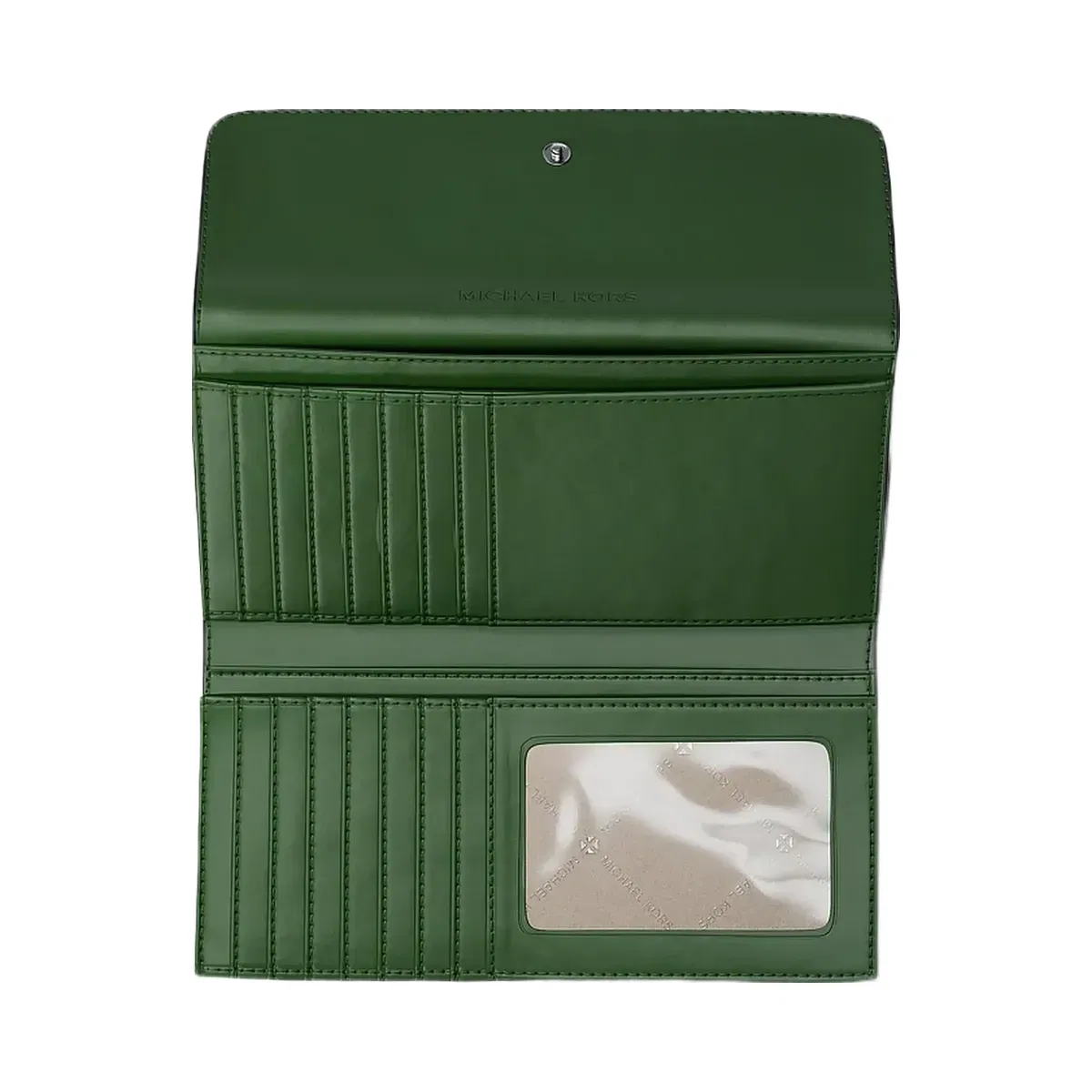 Michael Kors Jet Set Travel Signature Logo Tri-Fold Wallet Amazon Green