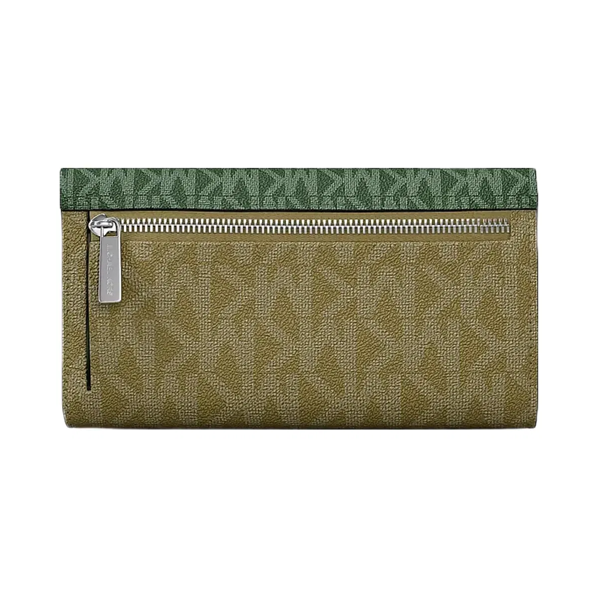 Michael Kors Jet Set Travel Signature Logo Tri-Fold Wallet Amazon Green