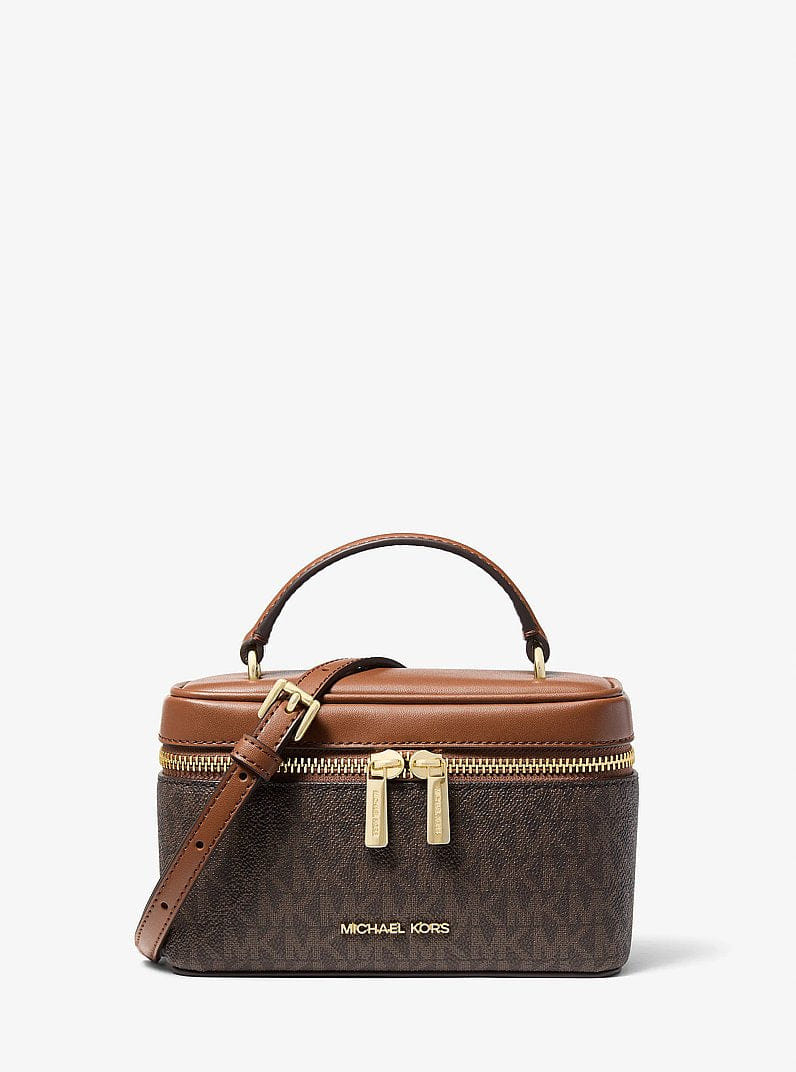 Michael Kors Vivi Small Signature Logo Vanity Crossbody Bag Brown