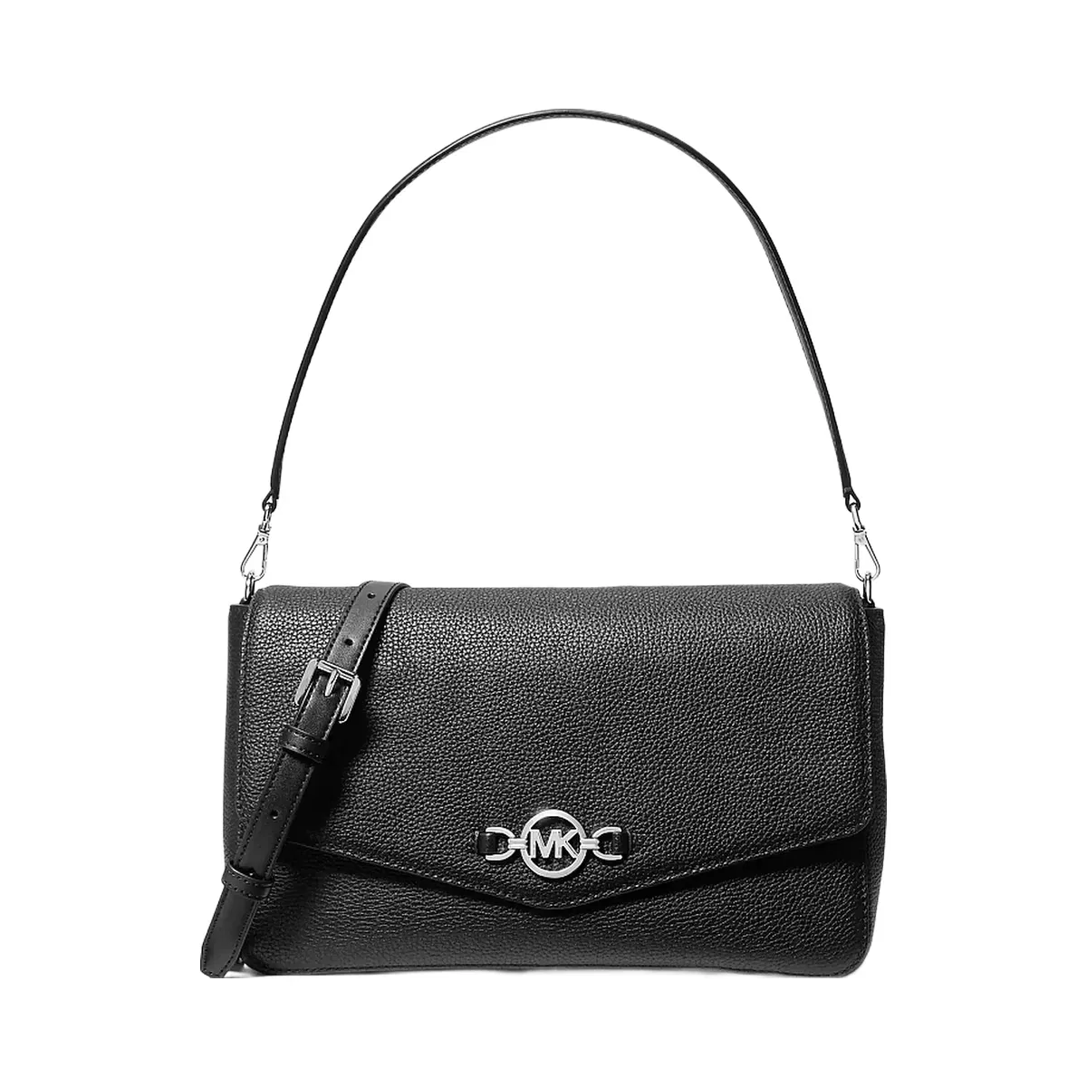 Michael Kors Kacey Large Pebbled Leather Convertible Crossbody Bag Black