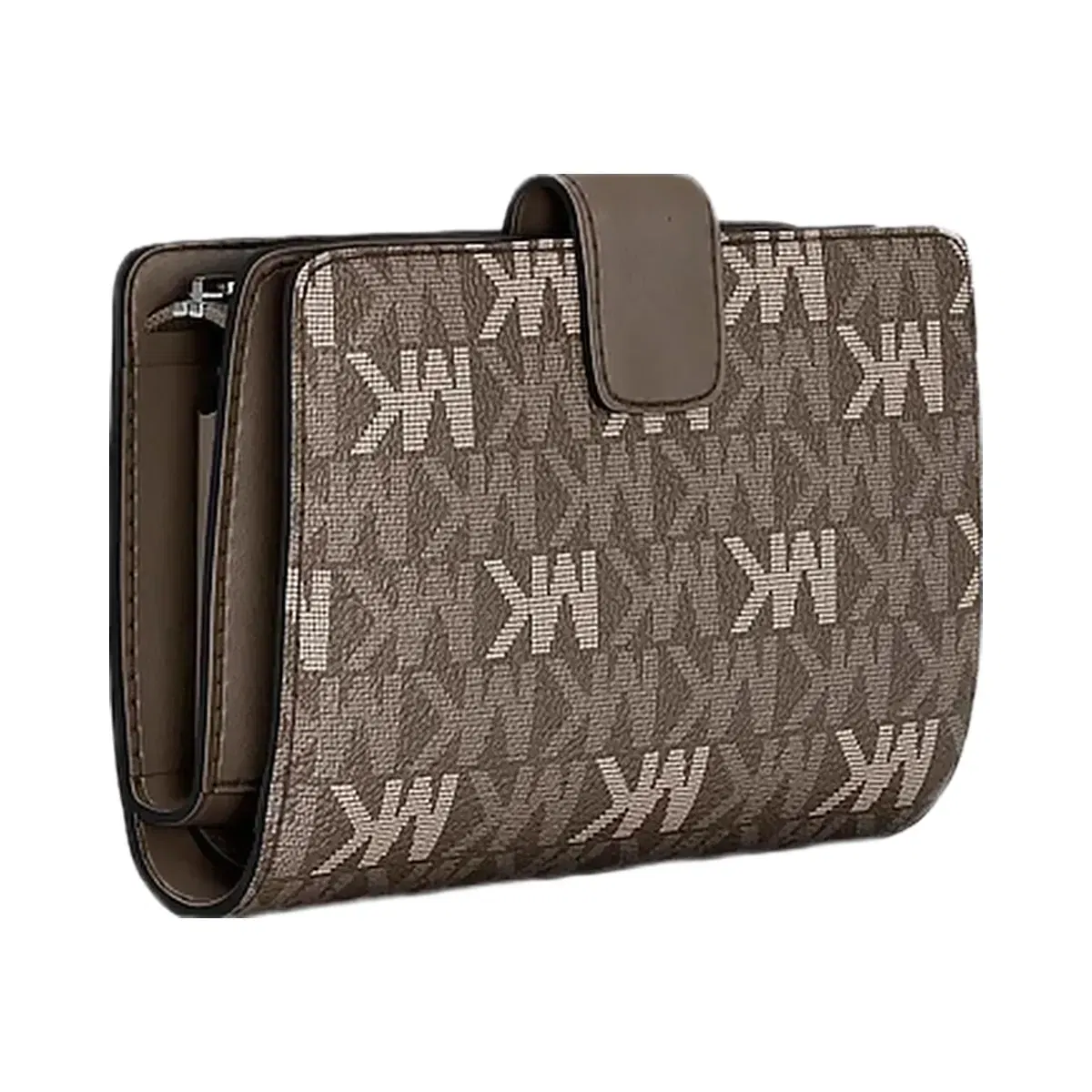 Michael Kors Jet Set Travel Medium Signature Logo Billfold Wallet Mushroom