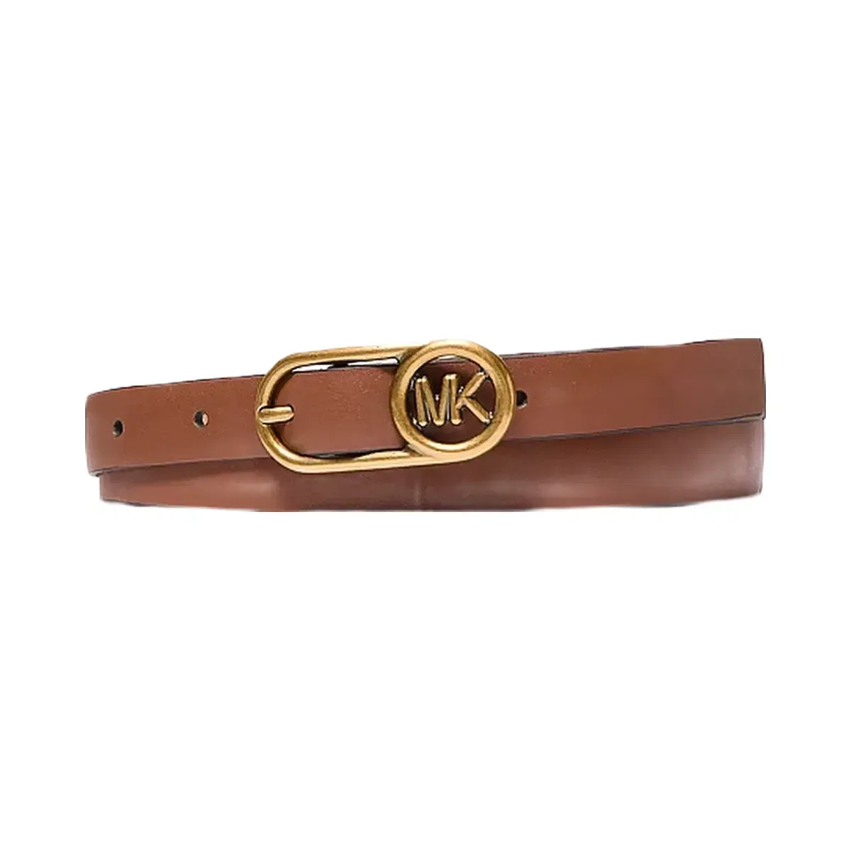 Michael Kors Logo Buckle Leather Belt Luggage
