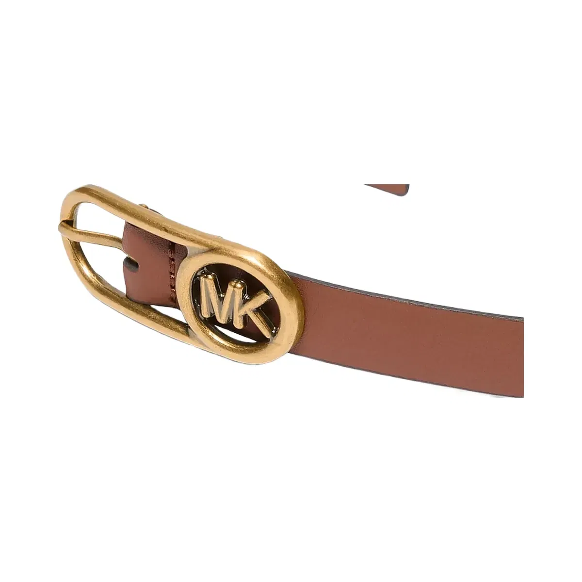 Michael Kors Logo Buckle Leather Belt Luggage