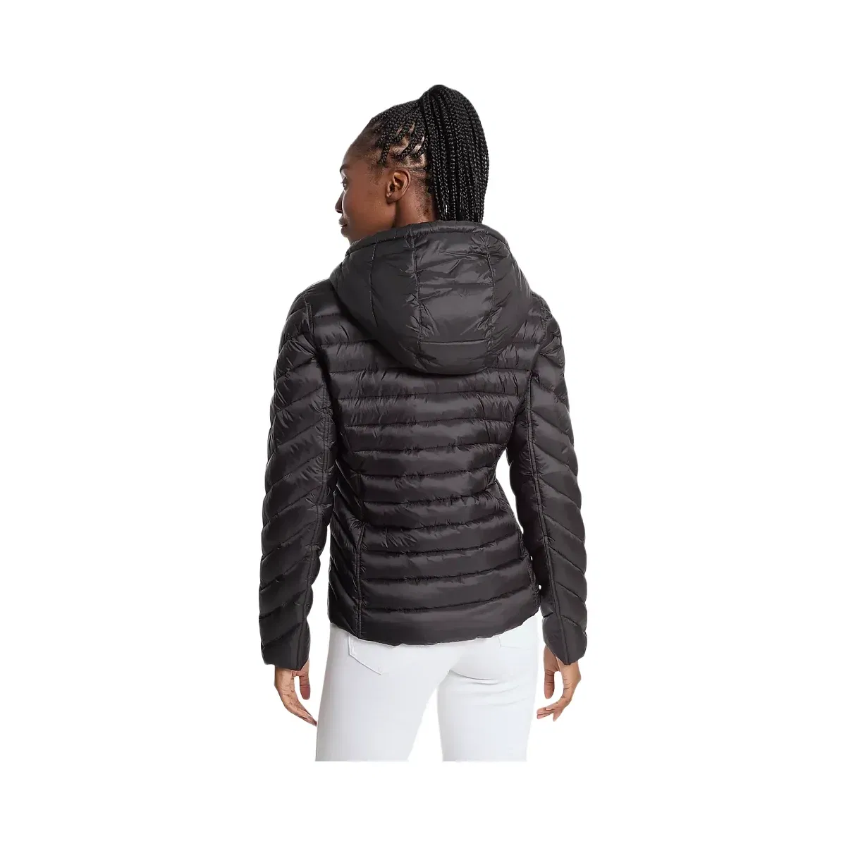 Michael Kors Chevron Logo Print Quilted Nylon Reversible Jacket Black/Brown Logo