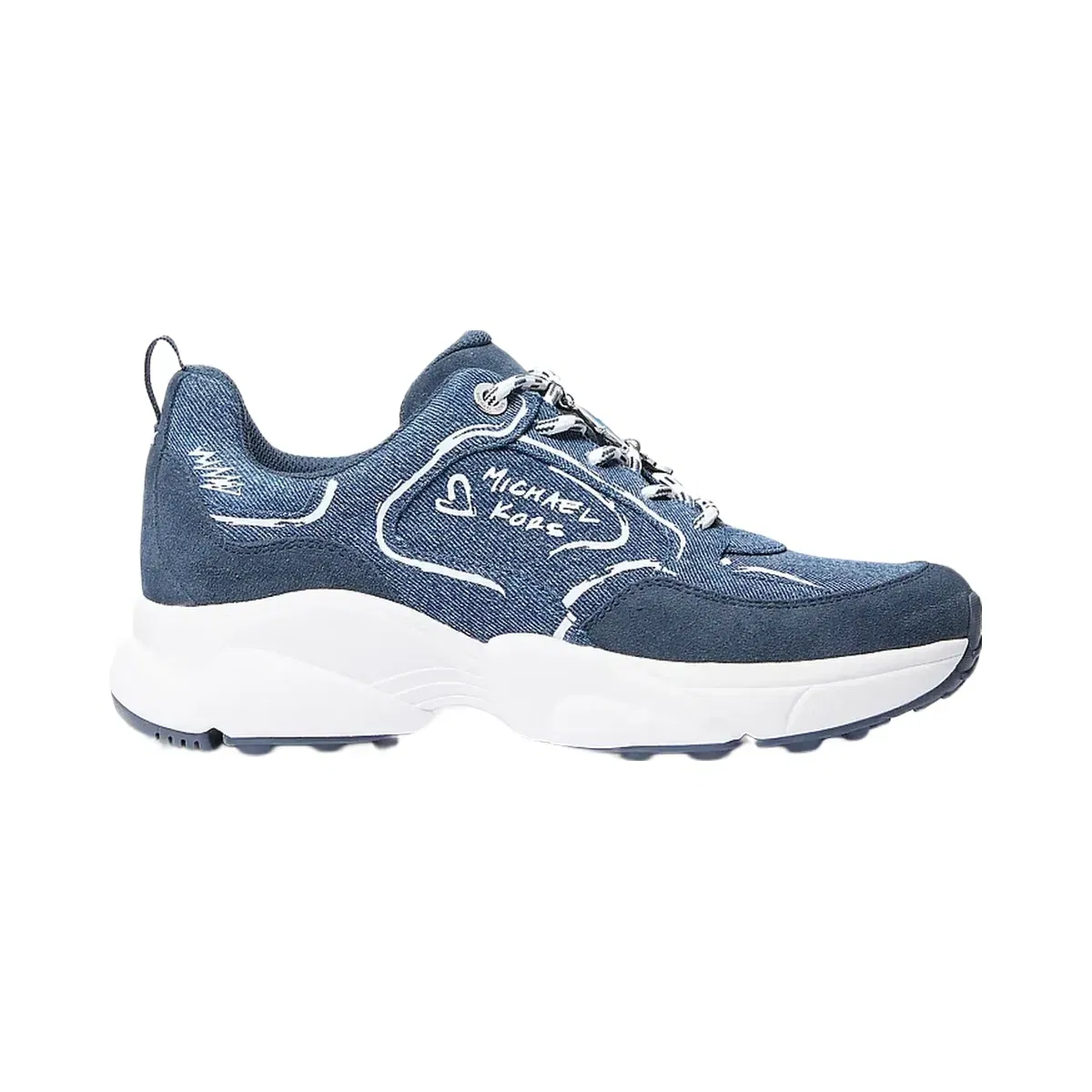 Michael Kors Jett Embellished Denim Trainer Dk Vt Bluwsh