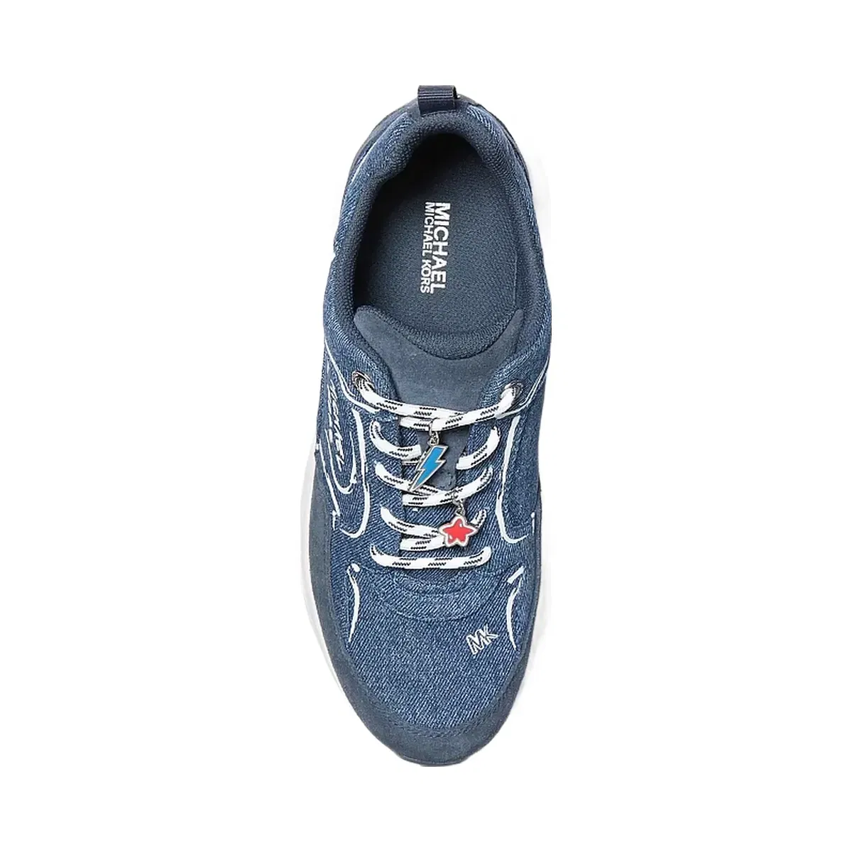 Michael Kors Jett Embellished Denim Trainer Dk Vt Bluwsh