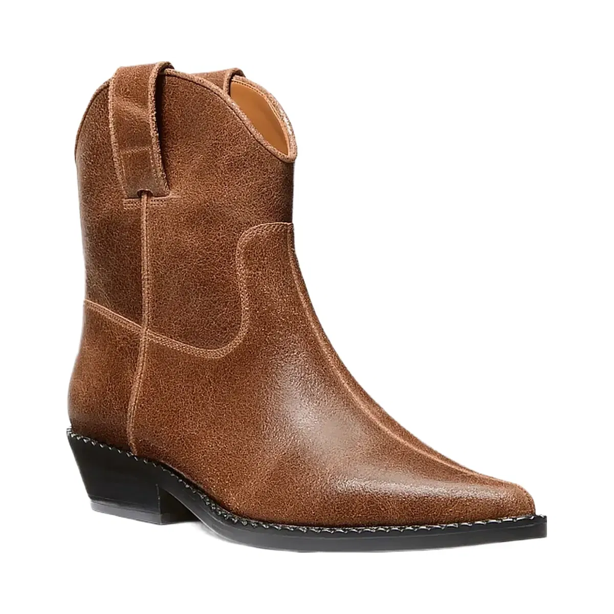 Michael Kors Noemie Distressed Leather Boot Luggage