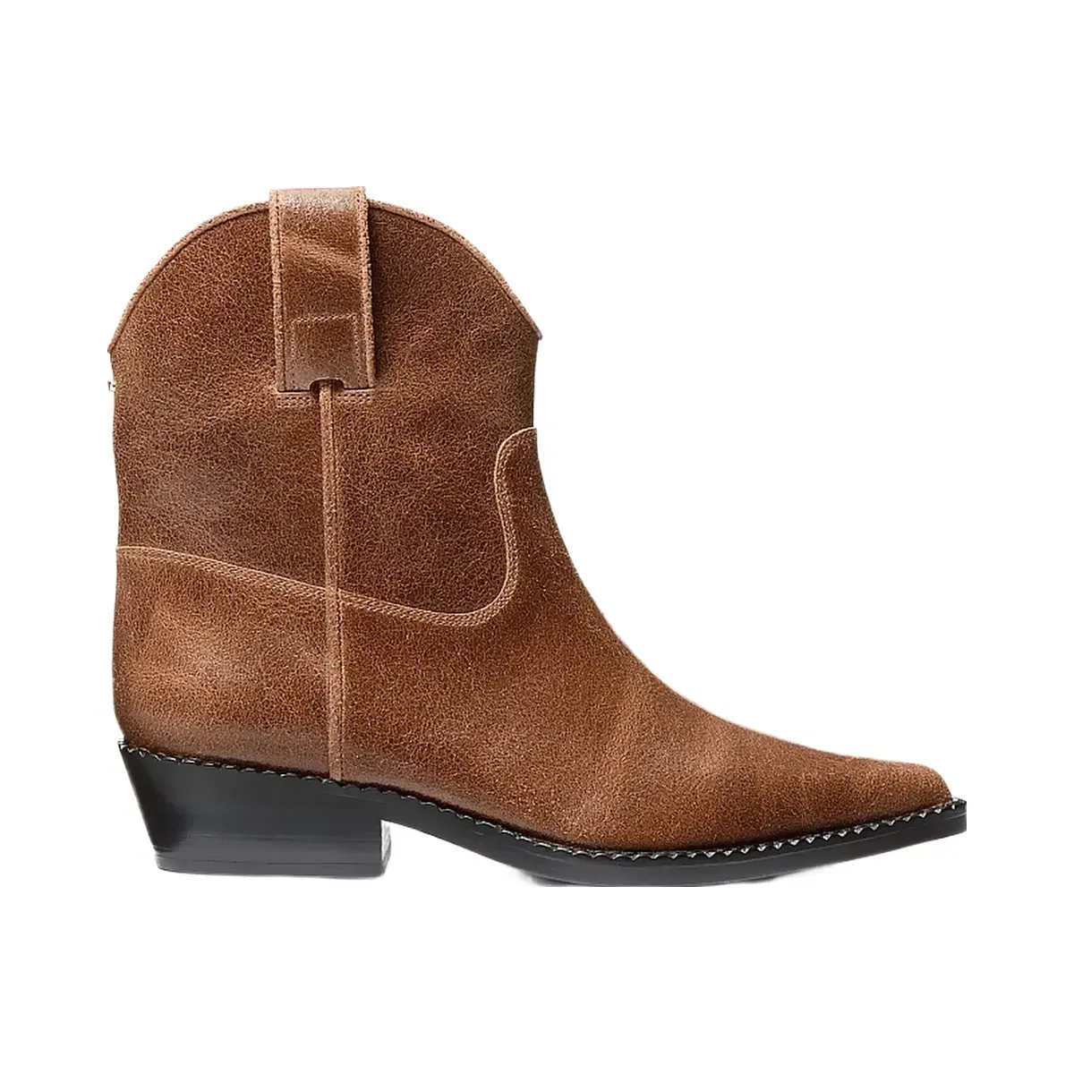 Michael Kors Noemie Distressed Leather Boot Luggage