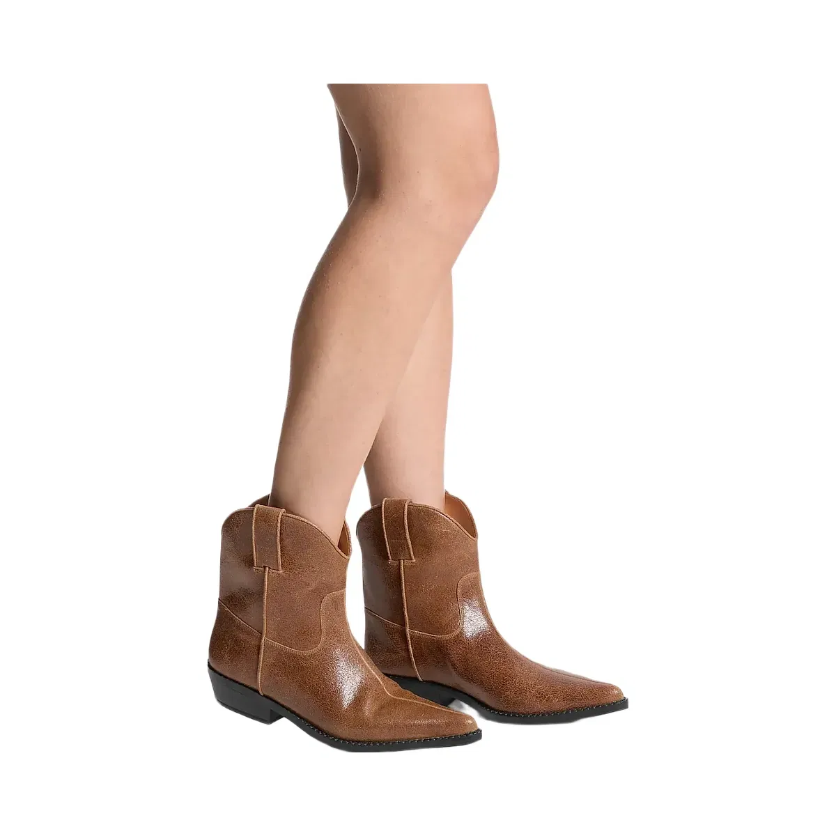Michael Kors Noemie Distressed Leather Boot Luggage