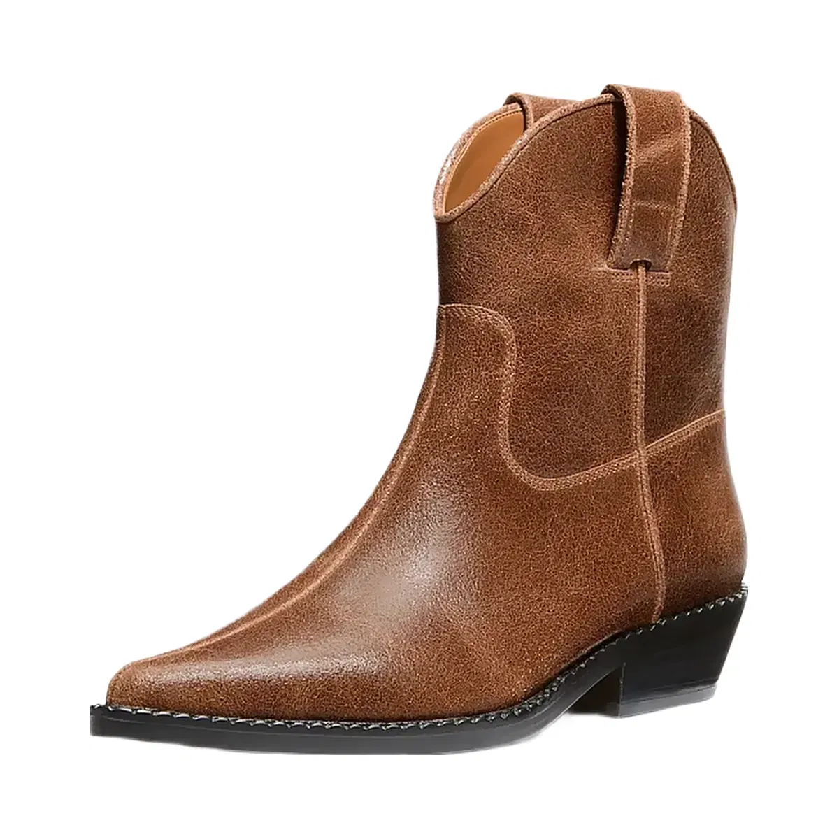 Michael Kors Noemie Distressed Leather Boot Luggage