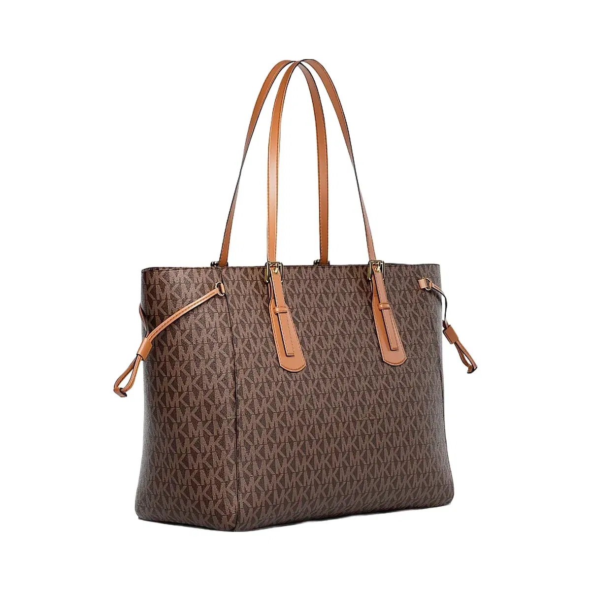 Michael Kors Voyager Large Signature Logo Top-Zip Tote Bag Brown