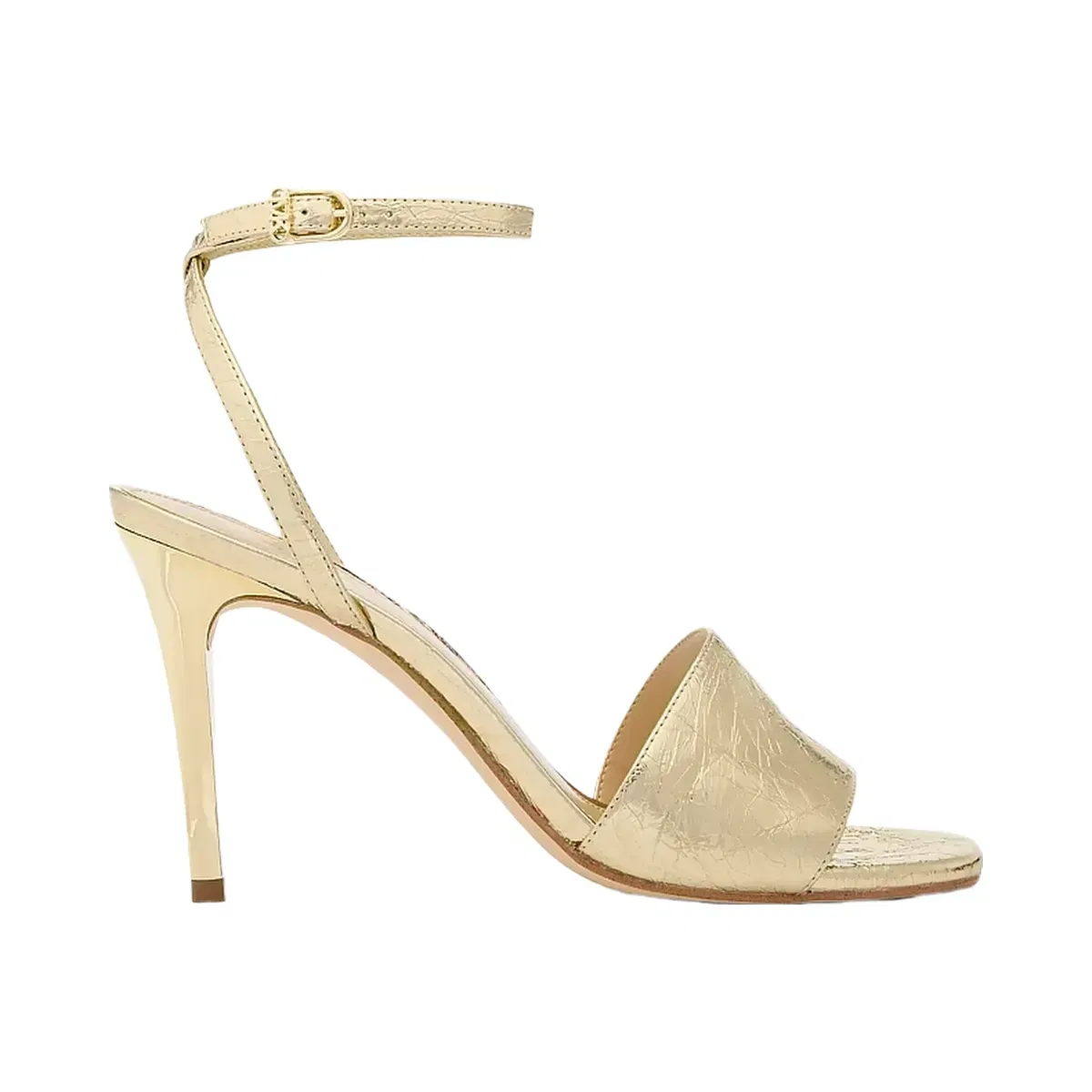 Michael Kors Elyse Crackled Metallic Leather Sandal Pale Gold