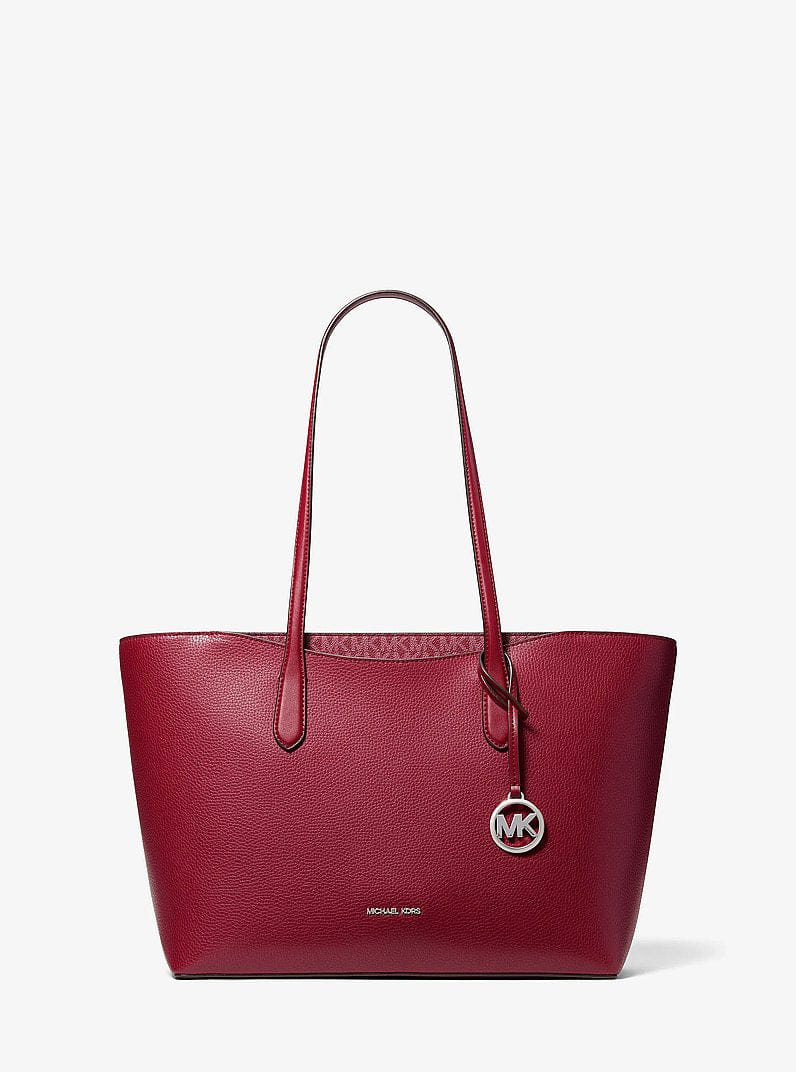 Michael Kors Arden Large Pebbled Leather Tote Bag Maroon