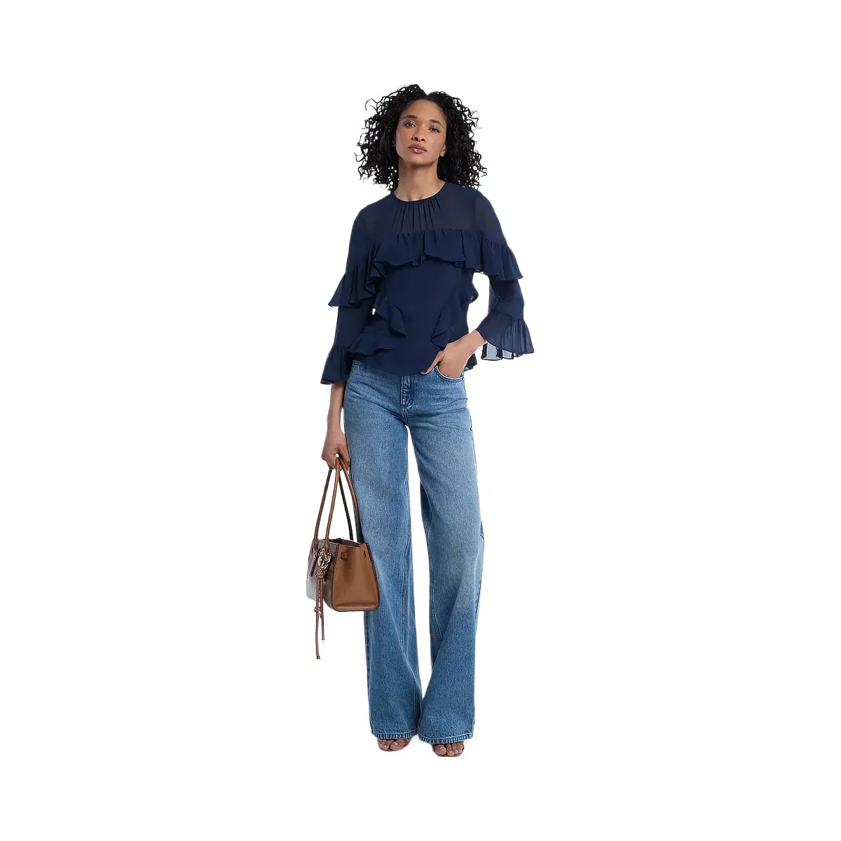 Michael Kors Ruffled Georgette Blouse Midnightblue