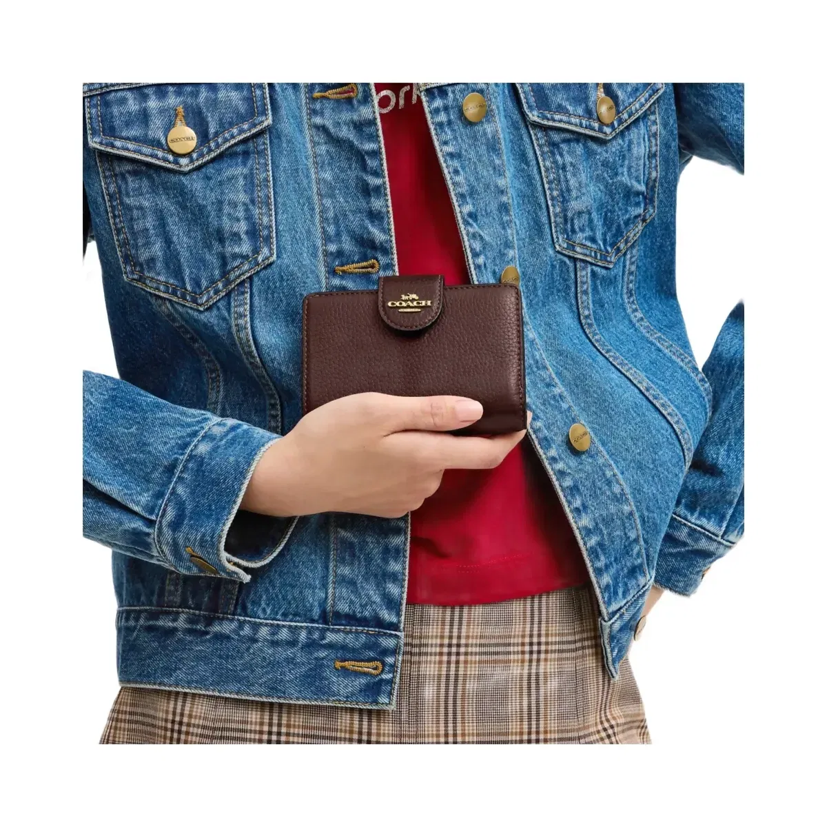 Coach Medium Corner Zip Wallet in Gold Maple