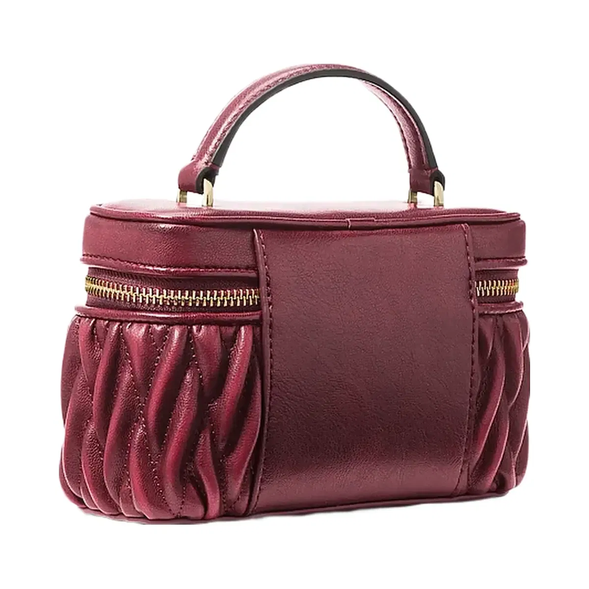 Michael Kors Vivi Small Matelassé Burnished Vanity Crossbody Bag Maroon