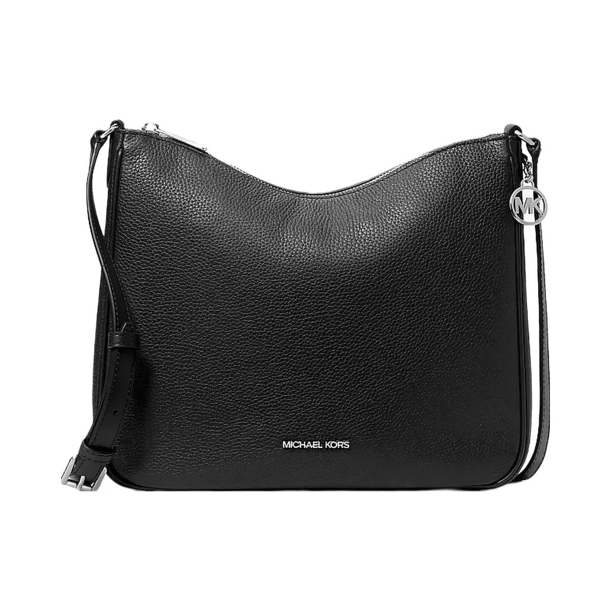 Michael Kors Nayla Medium Pebbled Leather Messenger Bag Black