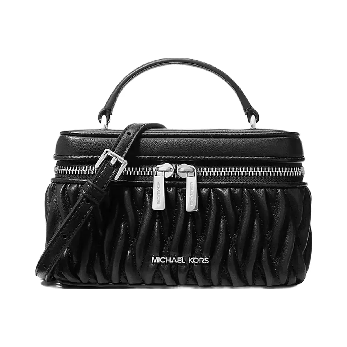 Michael Kors Vivi Small Matelassé Burnished Vanity Crossbody Bag Black