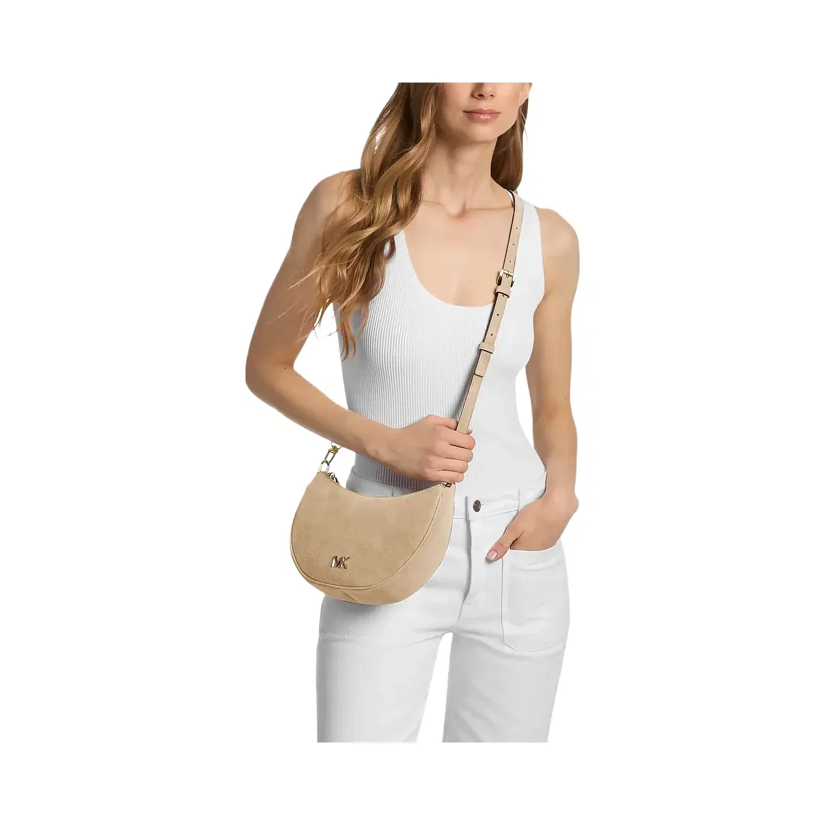 Michael Kors Kyla Small Suede Convertible Pochette Khaki