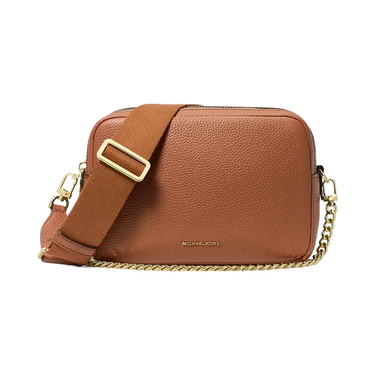 Michael Kors Bryant Medium Pebbled Leather Camera Crossbody Bag Luggage
