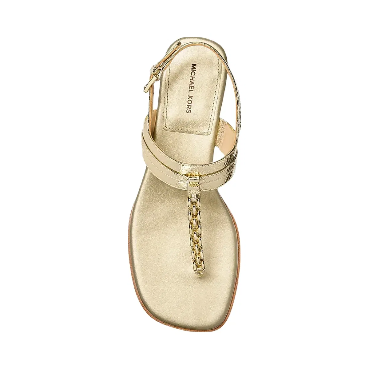 Michael Kors Marcia Embellished Metallic Leather Sandal Pale Gold