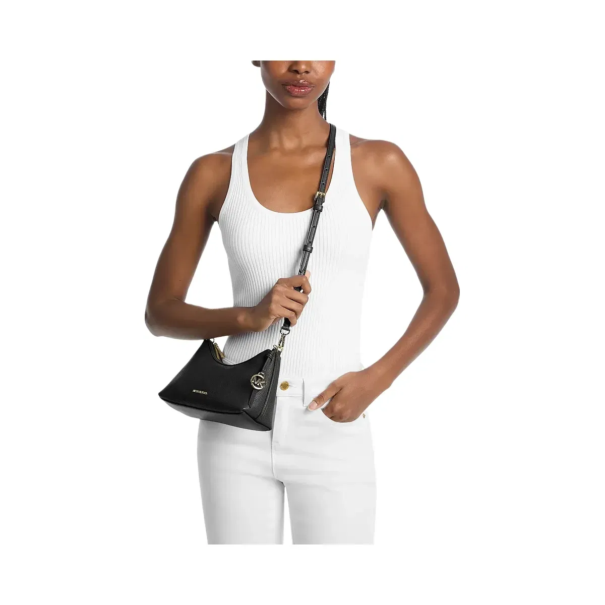 Michael Kors Sammy Small Pebbled Leather Convertible Crossbody Bag Black