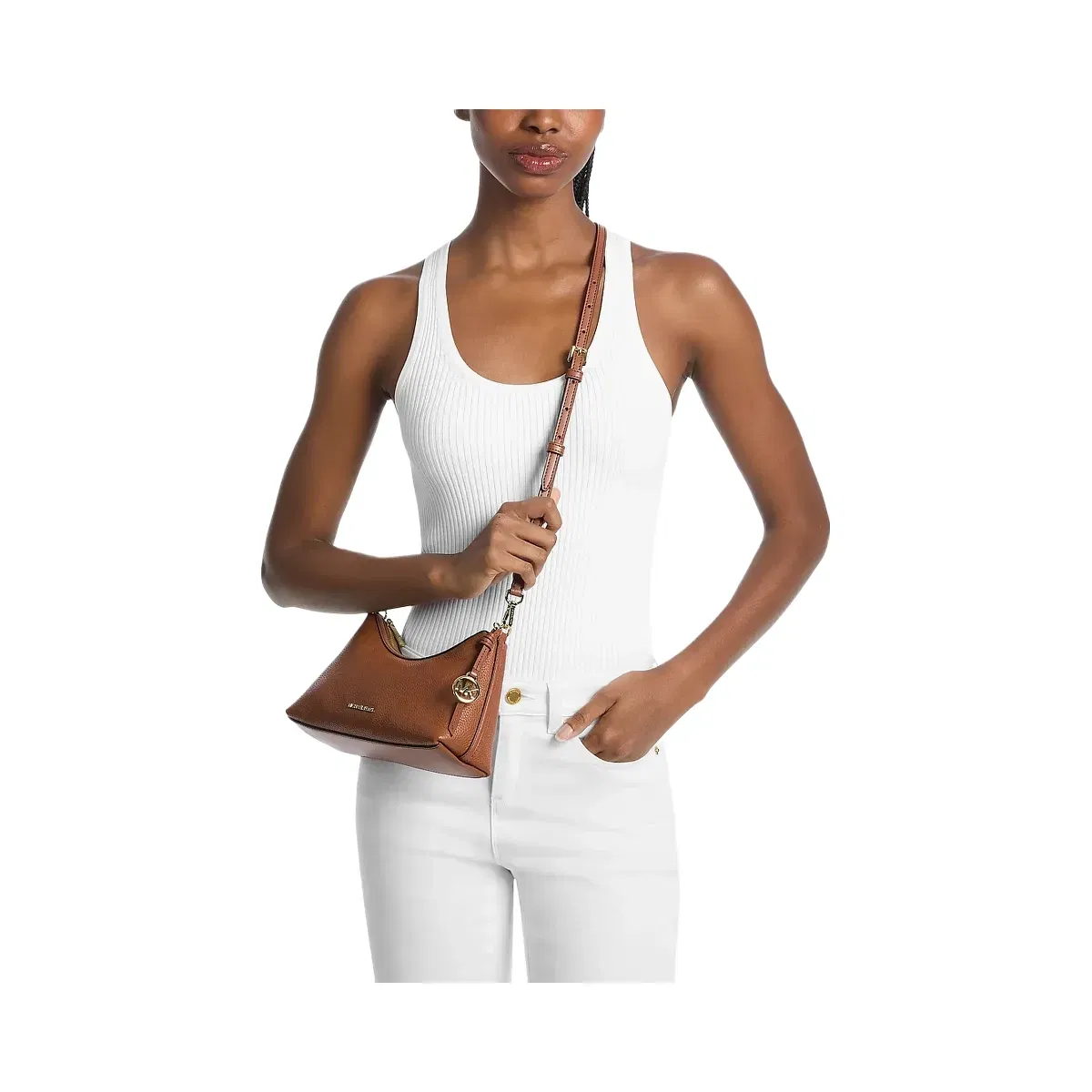 Michael Kors Sammy Small Pebbled Leather Convertible Crossbody Bag Luggage