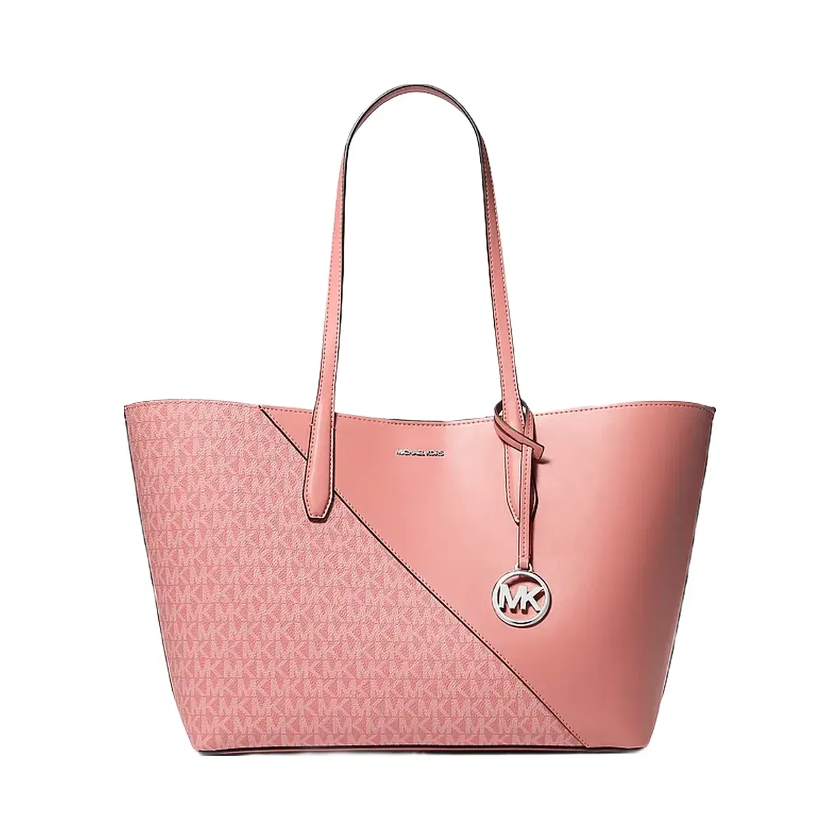Michael Kors Avalon Medium Signature Logo and Smooth Tote Bag Sunset Rose