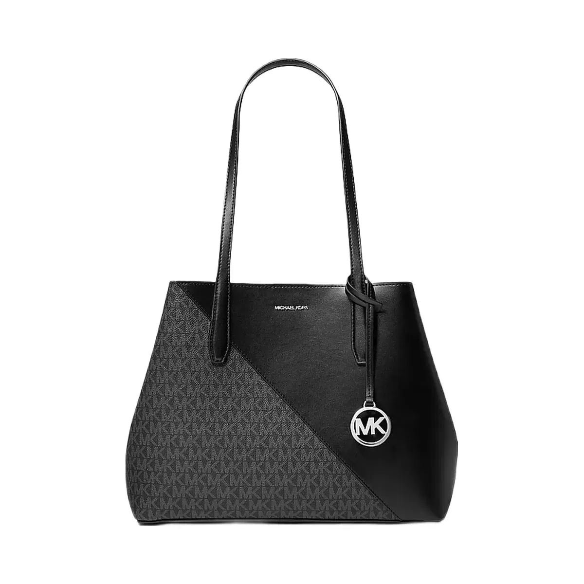 Michael Kors Avalon Medium Signature Logo and Smooth Tote Bag Black
