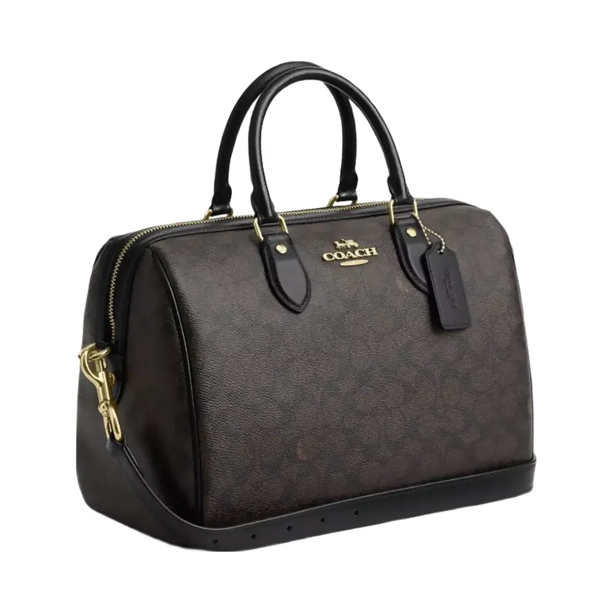 Coach Rowan Large Satchel Bag In Signature Canvas in Gold Walnut Black