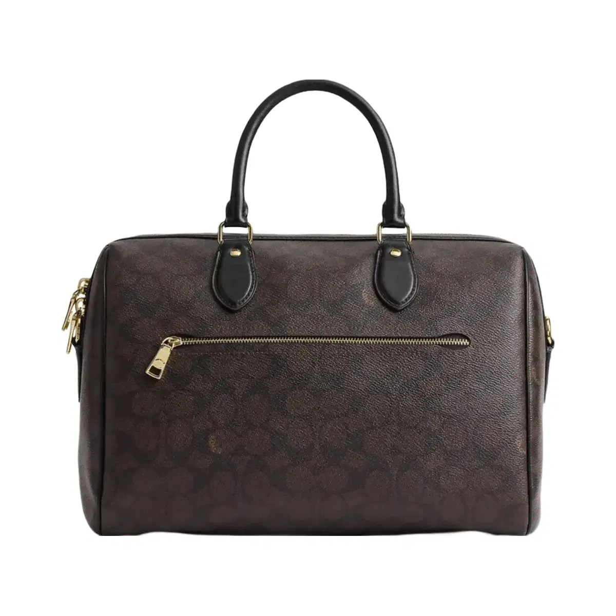 Coach Rowan Large Satchel Bag In Signature Canvas in Gold Walnut Black