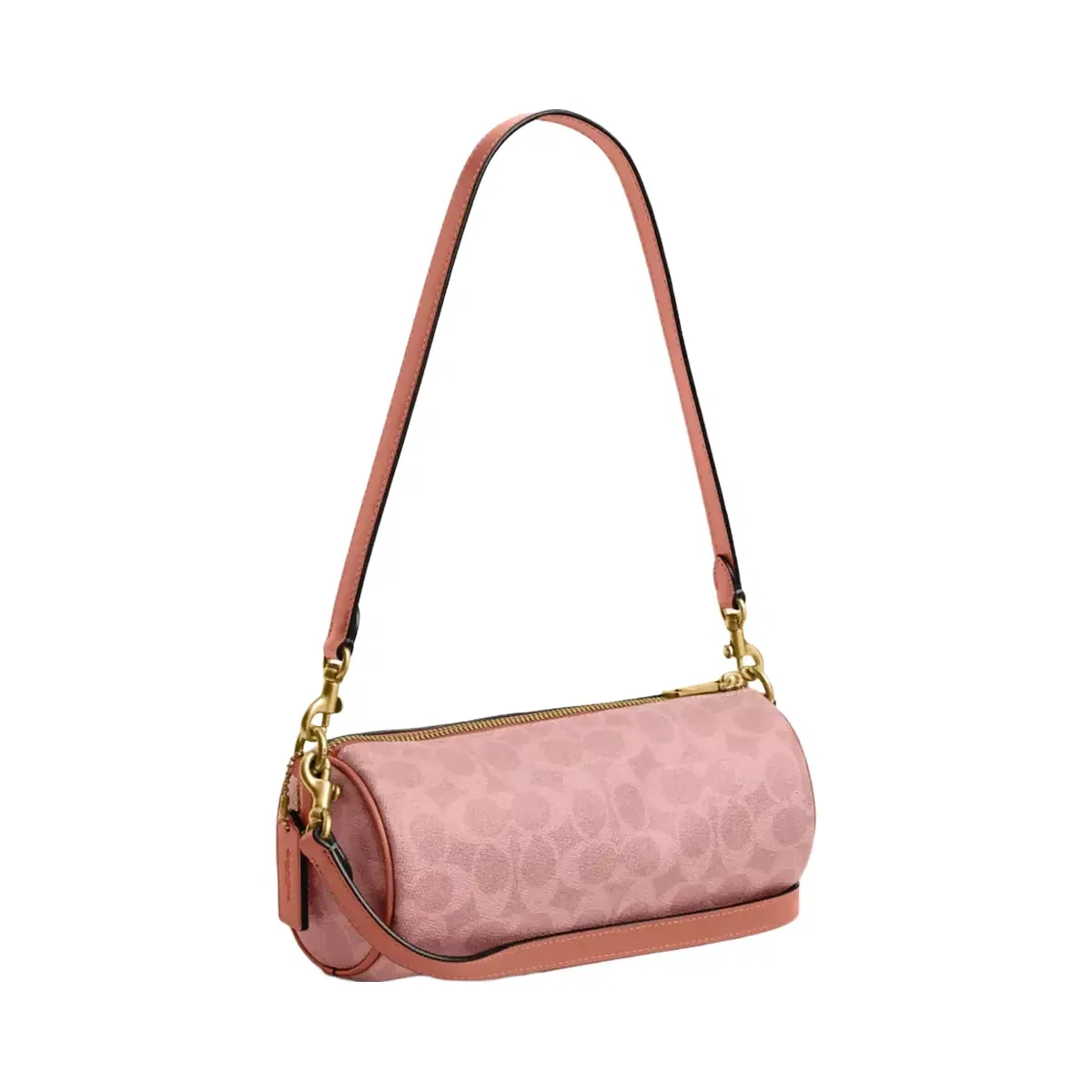 Coach Barrel Bag In Signature Canvas in Brass Melon Pink