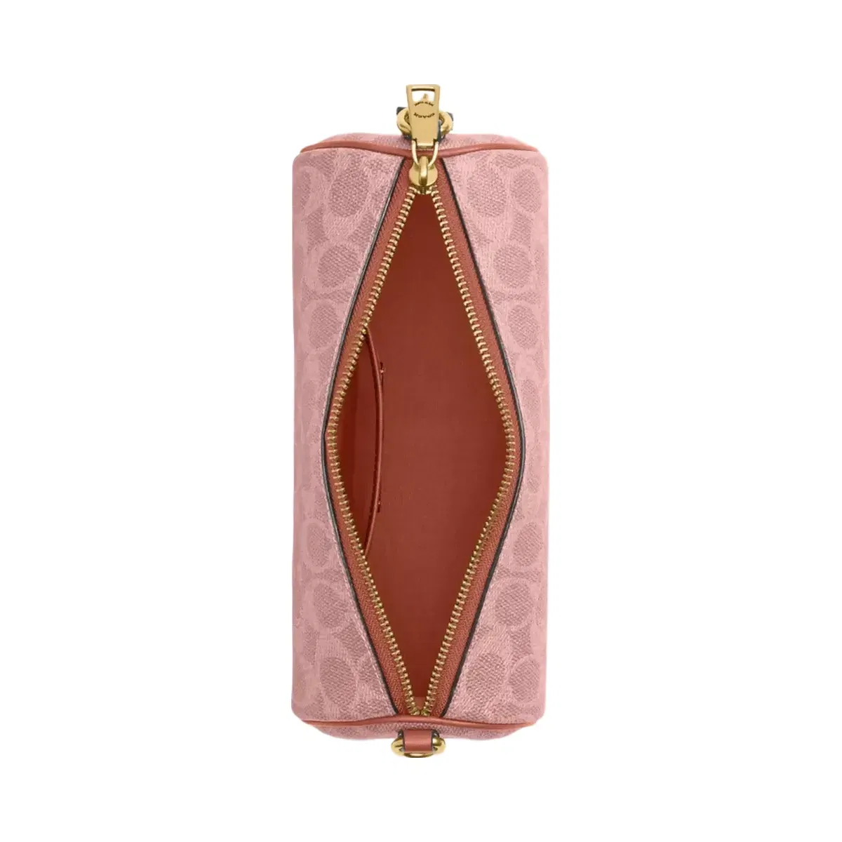 Coach Barrel Bag In Signature Canvas in Brass Melon Pink