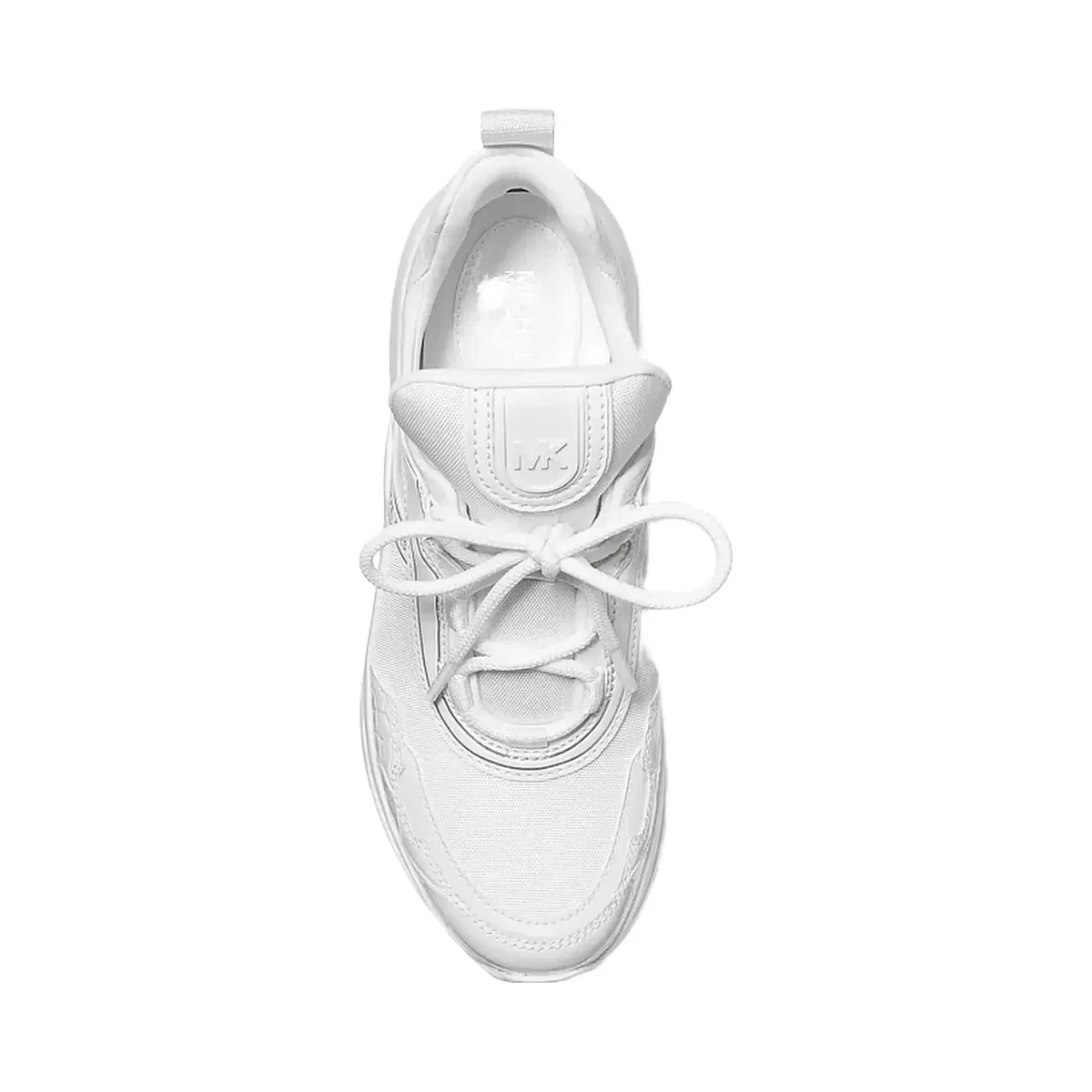 Michael Kors Olympia Mixed-Media Trainer Optic White