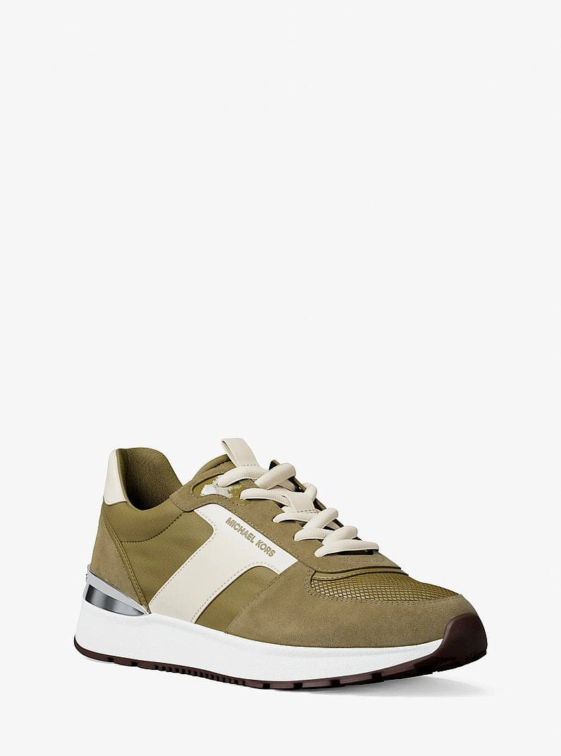 Michael Kors Remy Mixed-Media Trainer Oregano