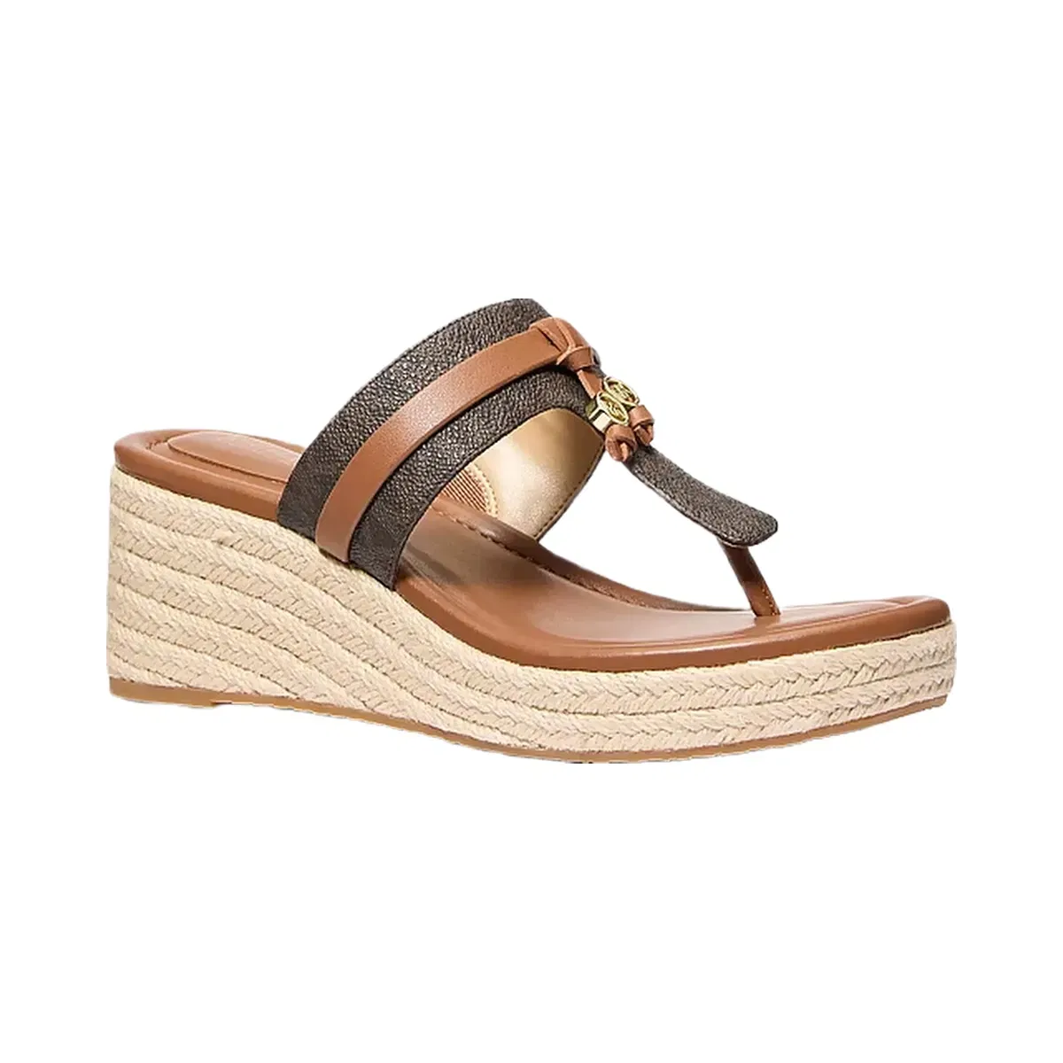 Michael Kors Zoe Signature Logo Wedge Sandal Brown