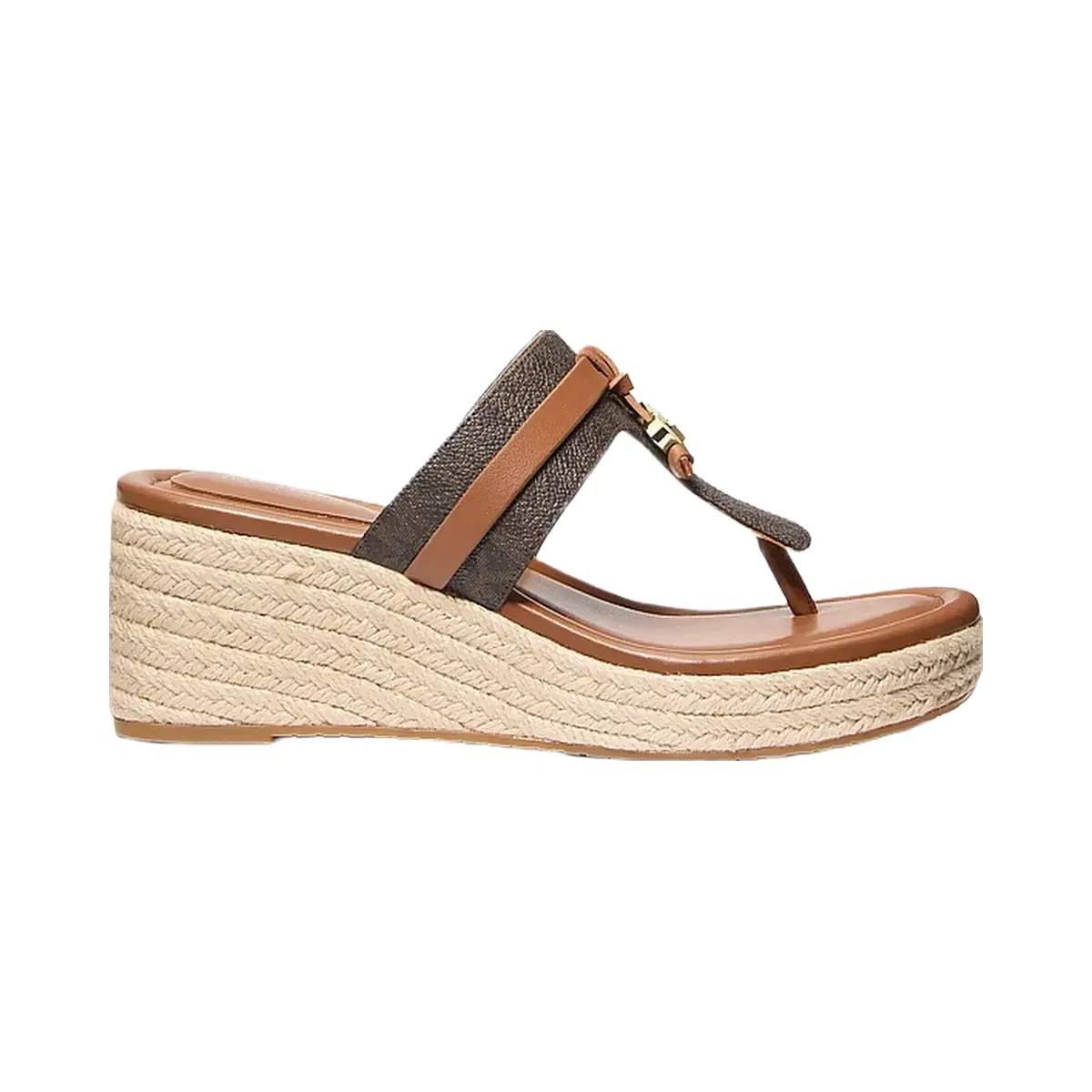 Michael Kors Zoe Signature Logo Wedge Sandal Brown