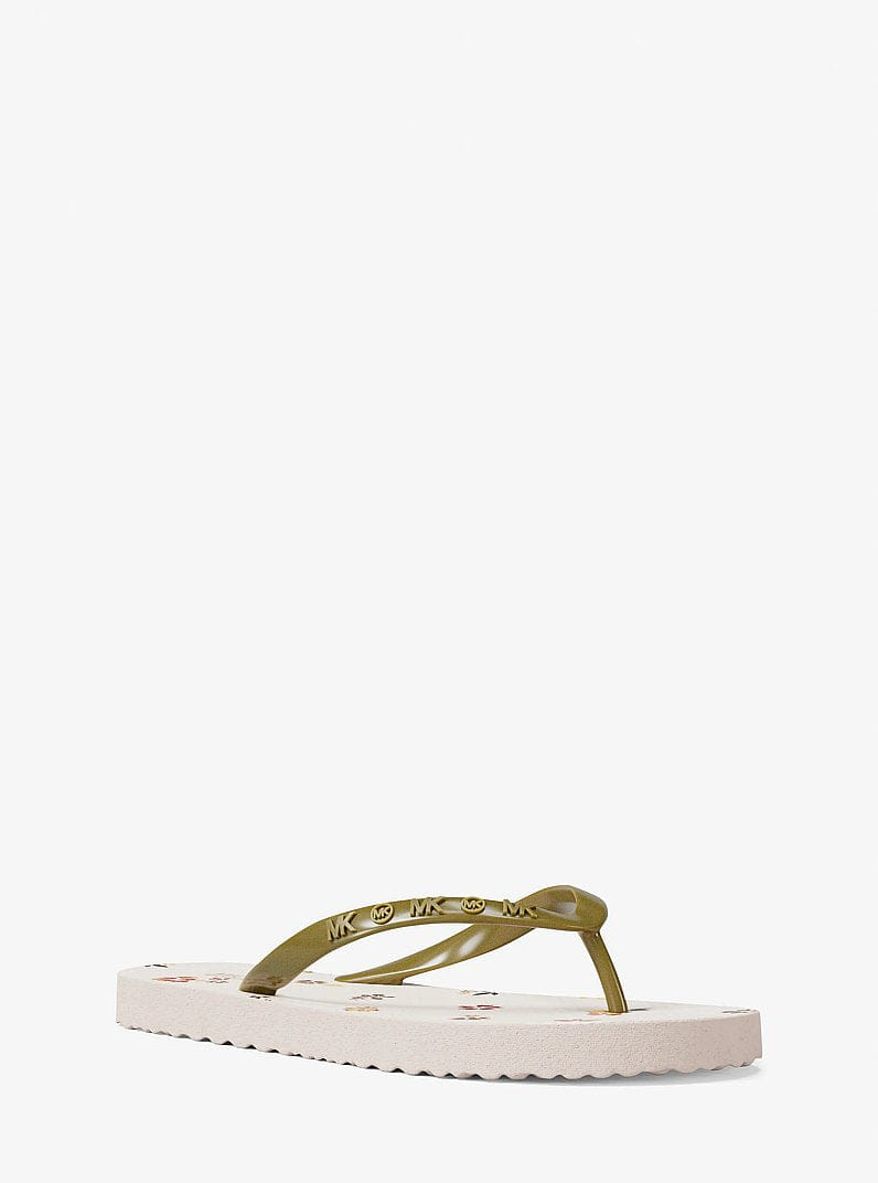 Michael Kors Floral Printed Flip Flop Cream Multi