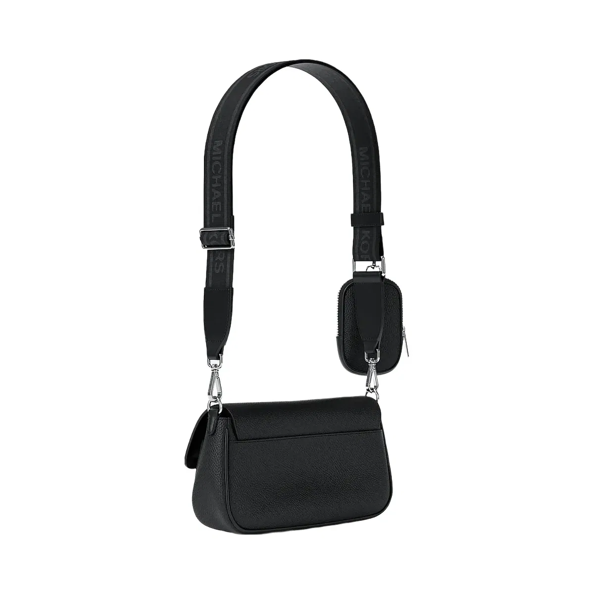 Michael Kors Jet Set Travel Small Pebbled Leather Crossbody Bag With Pouch Black