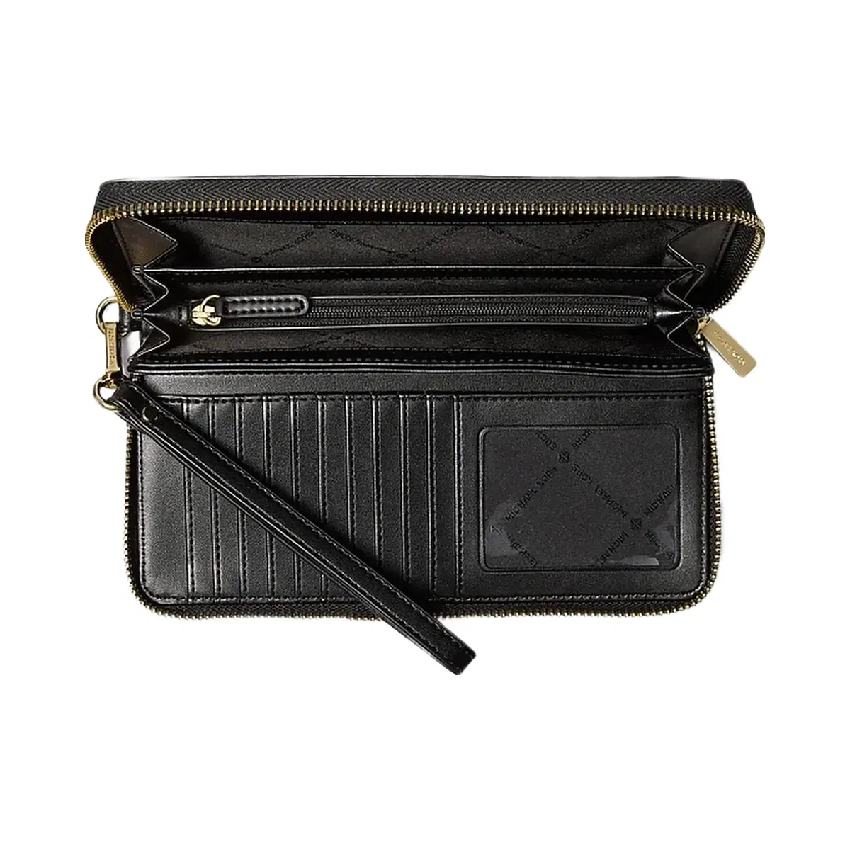 Michael Kors Jet Set Travel Houndstooth Print Continental Wristlet Black/Camel