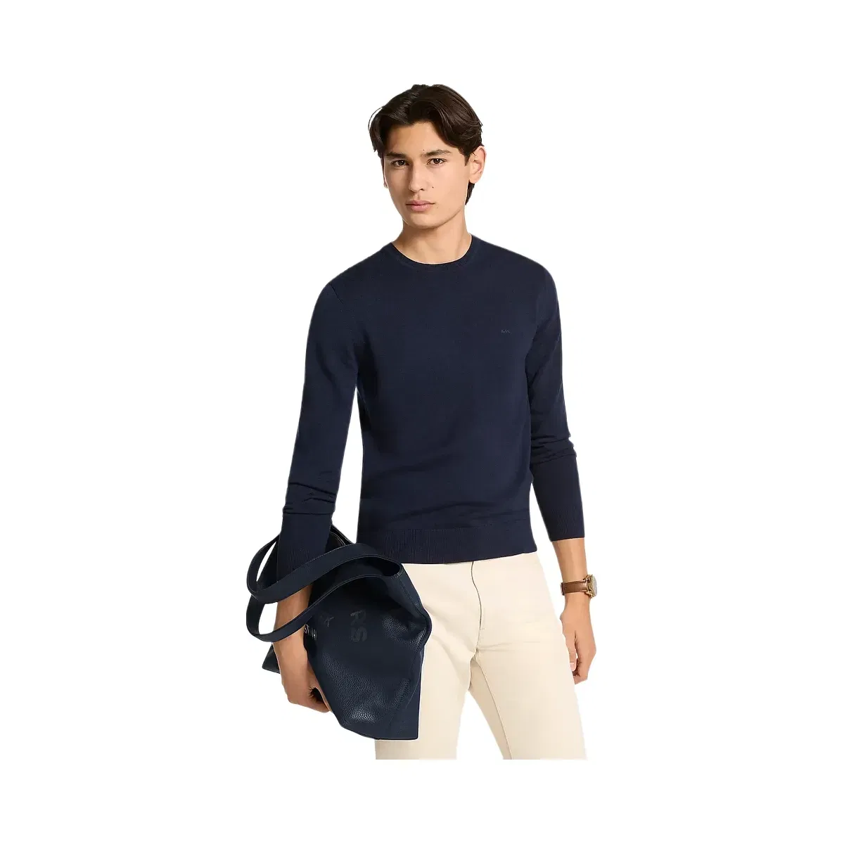 Michael Kors Cooper Small Logo Embossed Tote Bag Navy