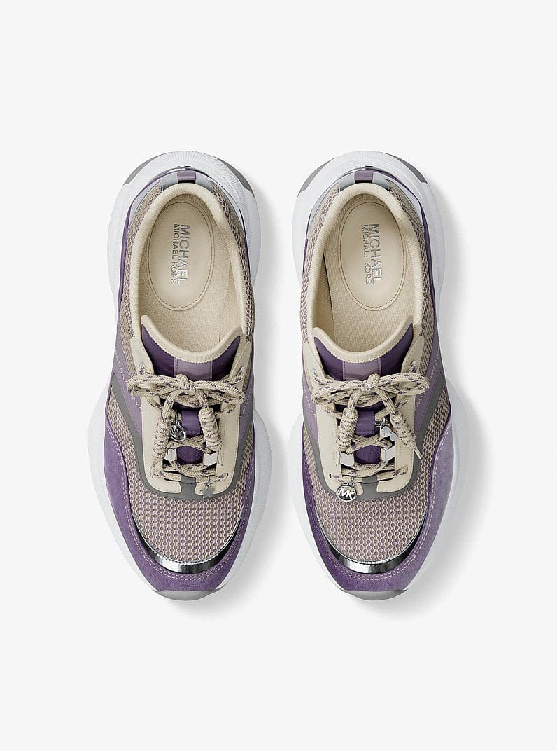 Michael Kors Kaia Mixed-Media Trainer Orchd Hz Mlt