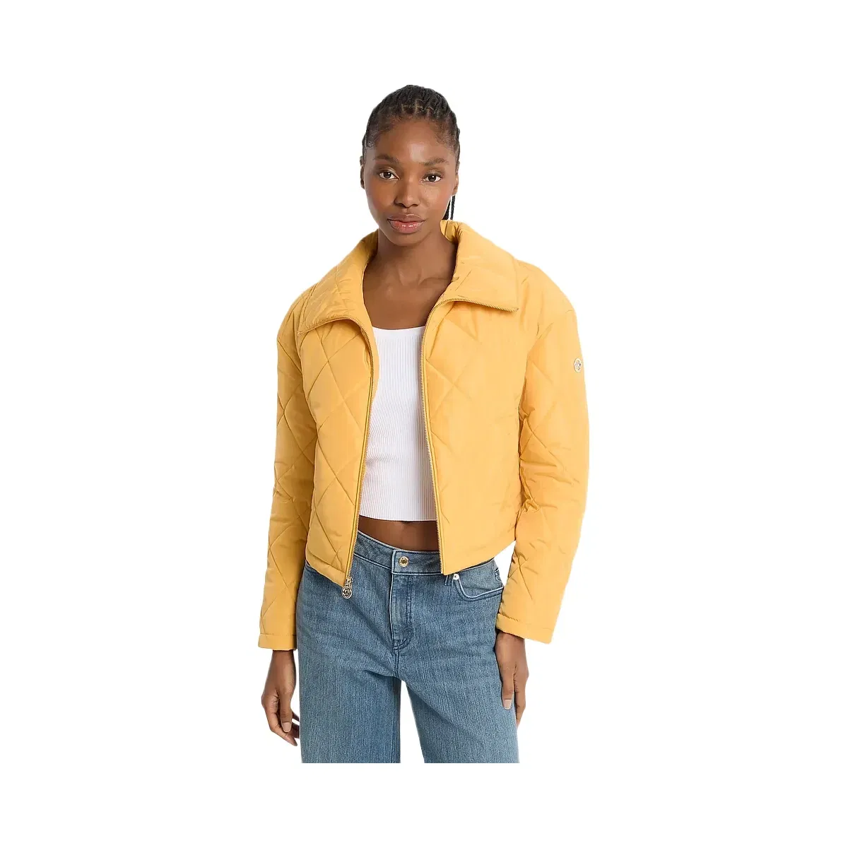 Michael Kors Cropped Quilted Jacket Honeywheat